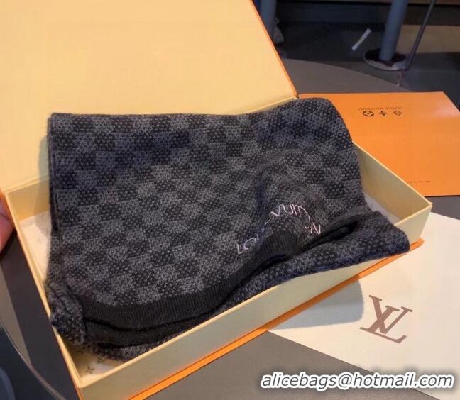 Low Cost Louis Vuitton Men's Damier Knit Scarf 35x170cm 1123 Black 2023