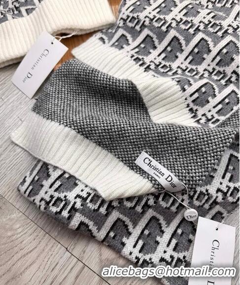 Super Quality Dior Oblique Knit Hat and Scarf Set CD1123 White 2023