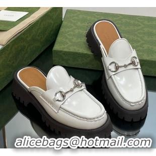 Low Price Gucci Leather Mules with Horsebit 4.5cm White 106025