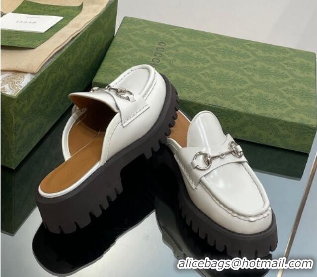 Low Price Gucci Leather Mules with Horsebit 4.5cm White 106025