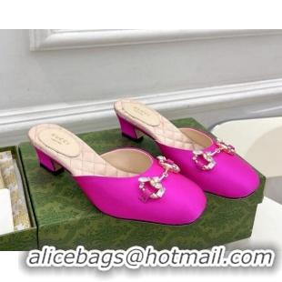 Unique Style Gucci Satin Horsebit Mules 4.5cm Dark Pink 106027