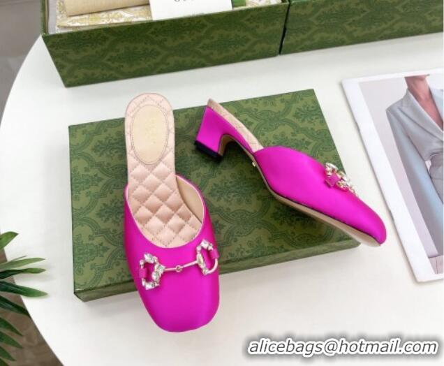 Unique Style Gucci Satin Horsebit Mules 4.5cm Dark Pink 106027