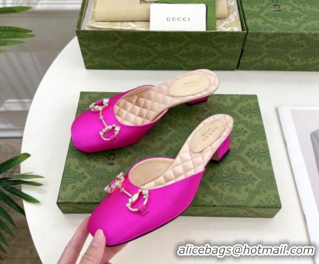 Unique Style Gucci Satin Horsebit Mules 4.5cm Dark Pink 106027