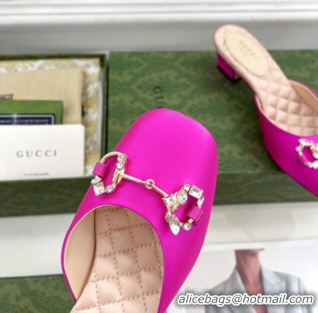 Unique Style Gucci Satin Horsebit Mules 4.5cm Dark Pink 106027