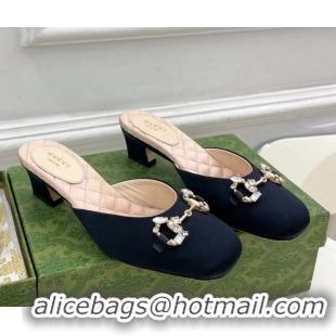 Buy Ladies Gucci Satin Horsebit Mules 4.5cm Black 106029