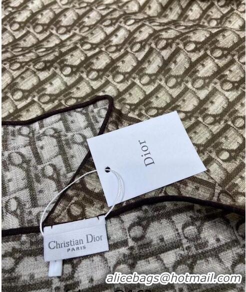 Fashion Dior Oblique Cashmere Square Shawl Scarf 140cm CD1206 Brown 2023