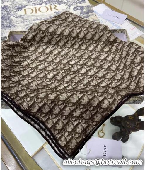 Fashion Dior Oblique Cashmere Square Shawl Scarf 140cm CD1206 Brown 2023