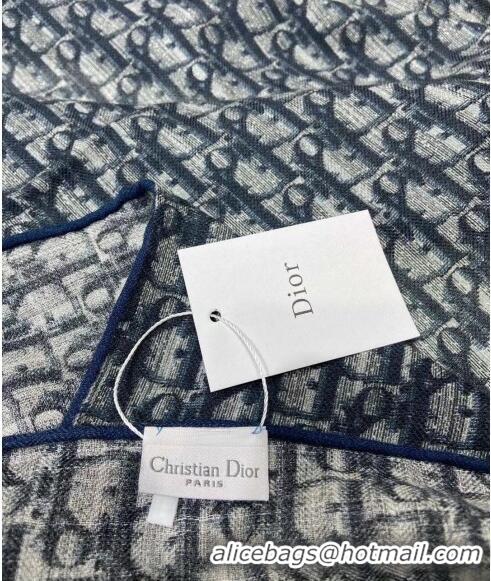 Super Quality Dior Oblique Cashmere Square Shawl Scarf 140cm CD1206 Blue 2023