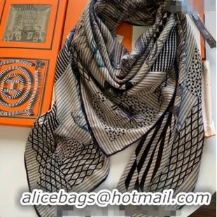 Fashion Hermes Cashmere & Silk Sqaure Shawl Scarf 140cm Theater H112140 Beige 2023 TOP