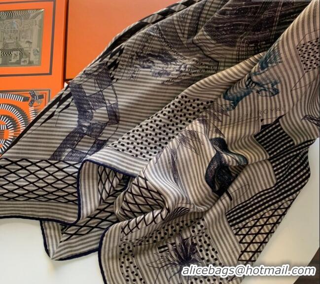 Fashion Hermes Cashmere & Silk Sqaure Shawl Scarf 140cm Theater H112140 Beige 2023 TOP