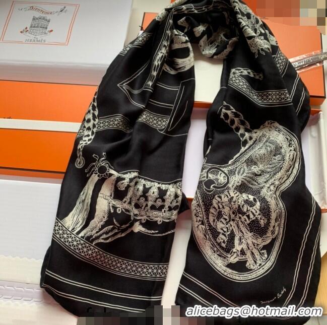 Super Quality Hermes Cashmere & Silk Sqaure Shawl Scarf 140cm FEAST H112140 Black 2023 TOP