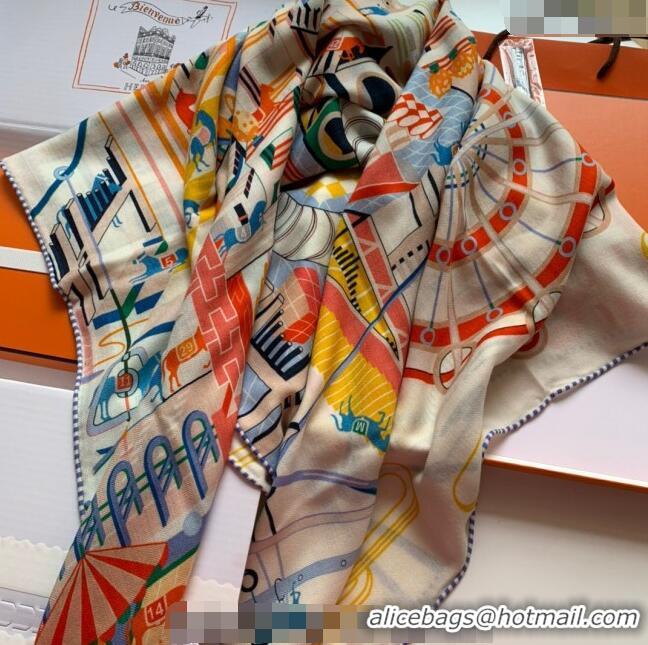 Discount Hermes Cashmere & Silk Sqaure Shawl Scarf 140cm CLUB H112140 Light Blue 2023 TOP