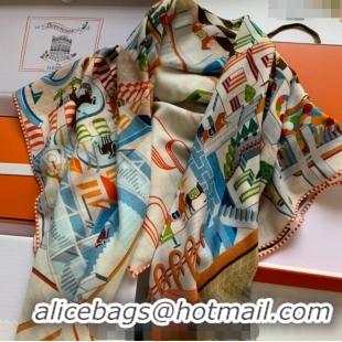 Buy Cheap Hermes Cashmere & Silk Sqaure Shawl Scarf 140cm CLUB H112140 Orange 2023 TOP