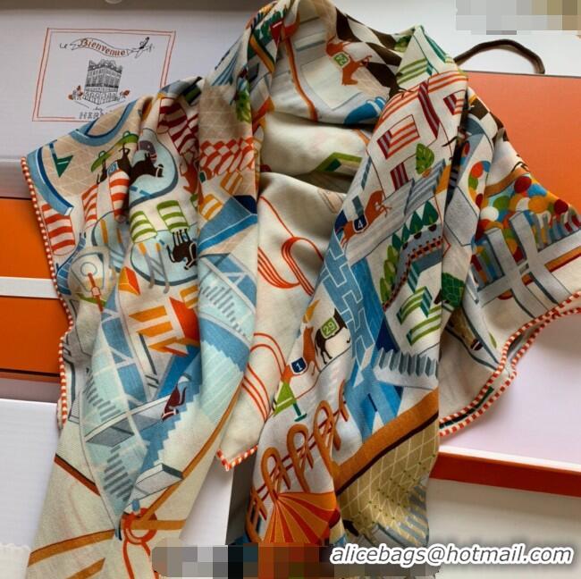 Buy Cheap Hermes Cashmere & Silk Sqaure Shawl Scarf 140cm CLUB H112140 Orange 2023 TOP