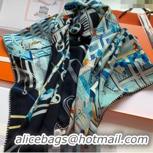 Best Quality Hermes Cashmere & Silk Sqaure Shawl Scarf 140cm CLUB H112140 Black 2023 TOP