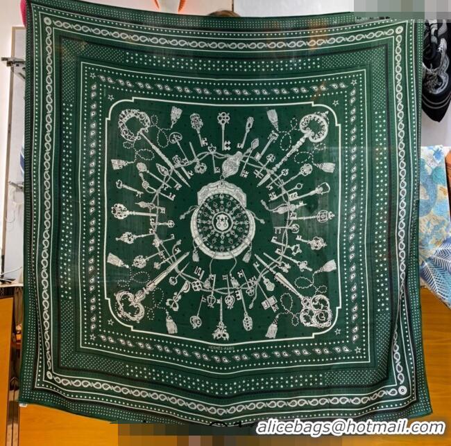 Grade Quality Hermes Cashmere & Silk Sqaure Shawl Scarf 140cm KEY H112140 Green 2023 TOP