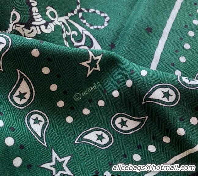 Grade Quality Hermes Cashmere & Silk Sqaure Shawl Scarf 140cm KEY H112140 Green 2023 TOP