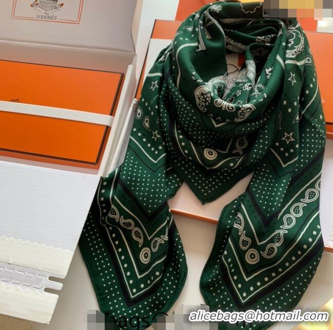 Grade Quality Hermes Cashmere & Silk Sqaure Shawl Scarf 140cm KEY H112140 Green 2023 TOP