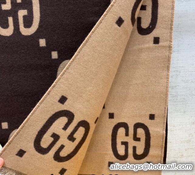 Super Quality Gucci Jumbo GG Wool Scarf 35x190cm G1206 Brown 2023