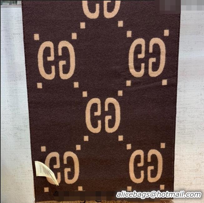 Super Quality Gucci Jumbo GG Wool Scarf 35x190cm G1206 Brown 2023