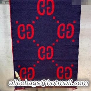 Good Product Gucci Jumbo GG Wool Scarf 35x190cm G1206 Blue/Red 2023