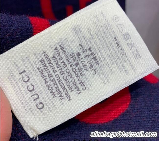 Good Product Gucci Jumbo GG Wool Scarf 35x190cm G1206 Blue/Red 2023