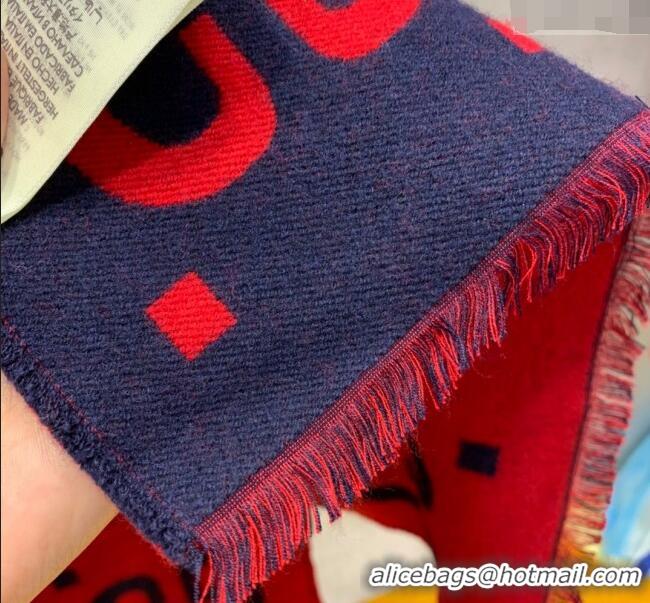 Good Product Gucci Jumbo GG Wool Scarf 35x190cm G1206 Blue/Red 2023