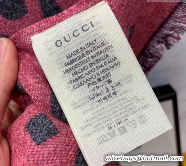 Promotional Gucci Jumbo GG Wool Scarf 35x190cm G1206 Grey/Pink 2023