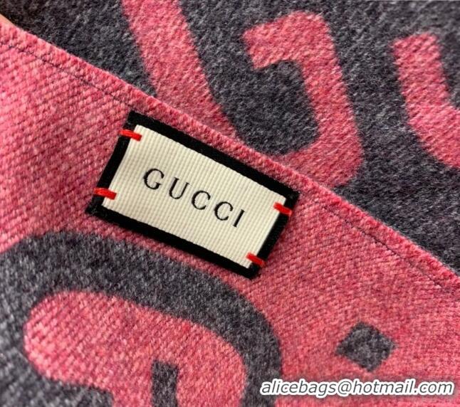 Promotional Gucci Jumbo GG Wool Scarf 35x190cm G1206 Grey/Pink 2023