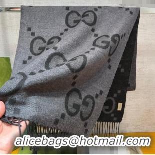 Grade Design Gucci Jumbo GG Cashmere Scarf 45x200cm G1206 Light/Dark Grey 2023