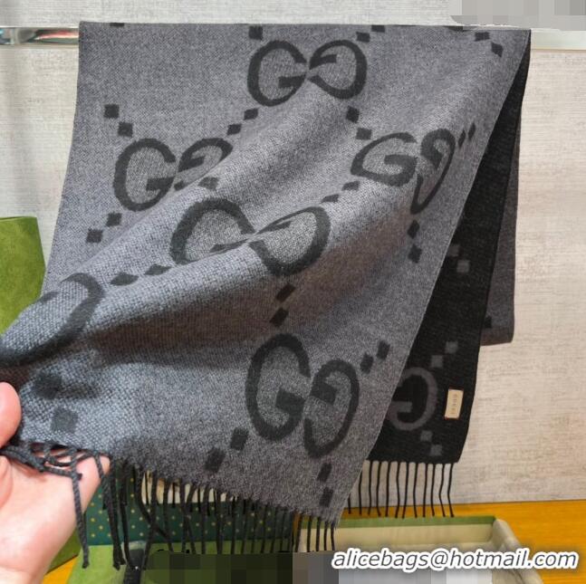 Grade Design Gucci Jumbo GG Cashmere Scarf 45x200cm G1206 Light/Dark Grey 2023