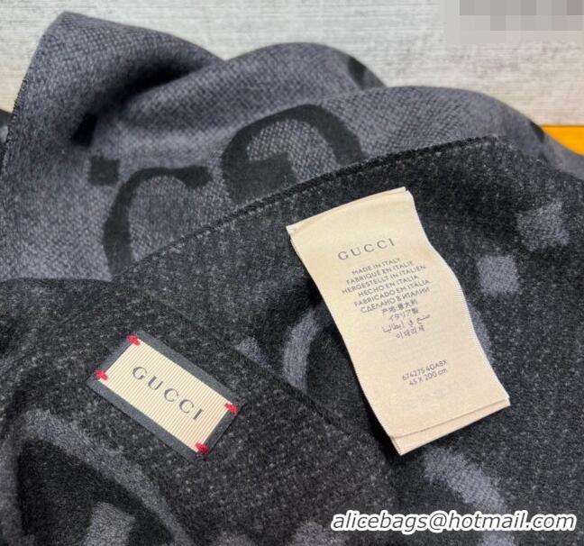 Grade Design Gucci Jumbo GG Cashmere Scarf 45x200cm G1206 Light/Dark Grey 2023