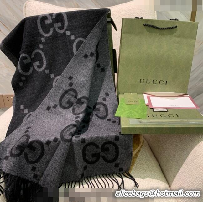 Grade Design Gucci Jumbo GG Cashmere Scarf 45x200cm G1206 Light/Dark Grey 2023