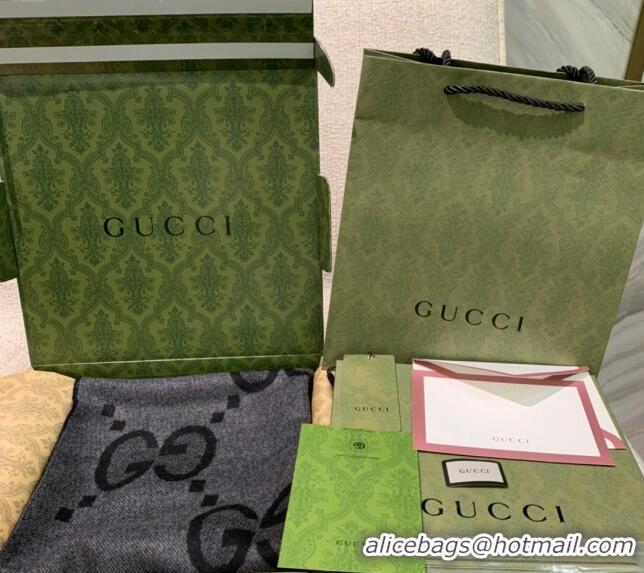 Grade Design Gucci Jumbo GG Cashmere Scarf 45x200cm G1206 Light/Dark Grey 2023