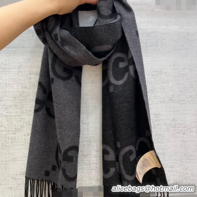 Grade Design Gucci Jumbo GG Cashmere Scarf 45x200cm G1206 Light/Dark Grey 2023