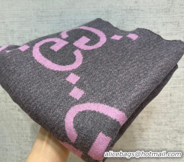 Reasonable Price Gucci Jumbo GG Cashmere Scarf 45x200cm G1206 Grey/Pink 2023