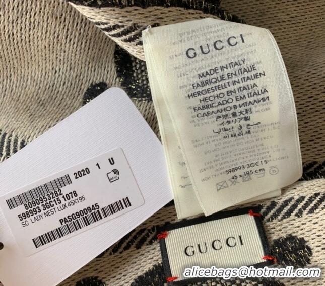 Most Popular Gucci Shiny Jumbo GG Wool Scarf 45x195cm G1206 Black 2023