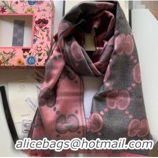 Affordable Price Gucci Shiny Jumbo GG Wool Scarf 45x195cm G1206 Grey/Pink 2023