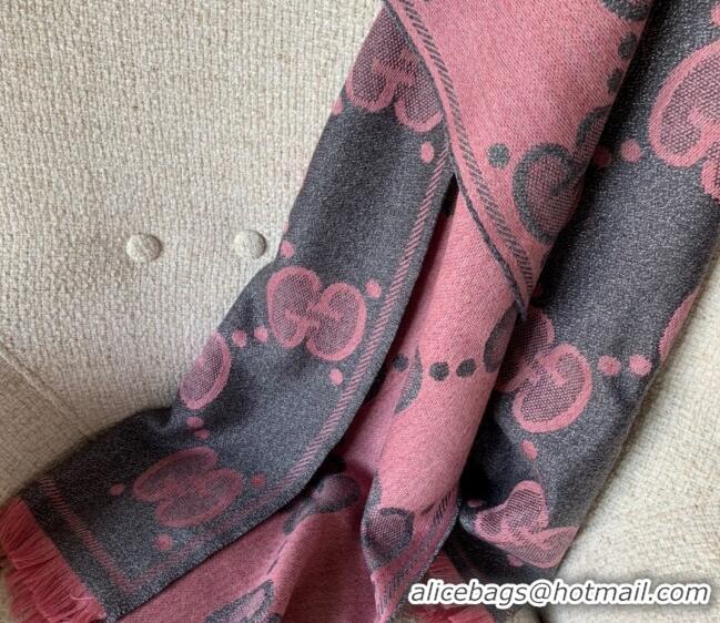 Affordable Price Gucci Shiny Jumbo GG Wool Scarf 45x195cm G1206 Grey/Pink 2023