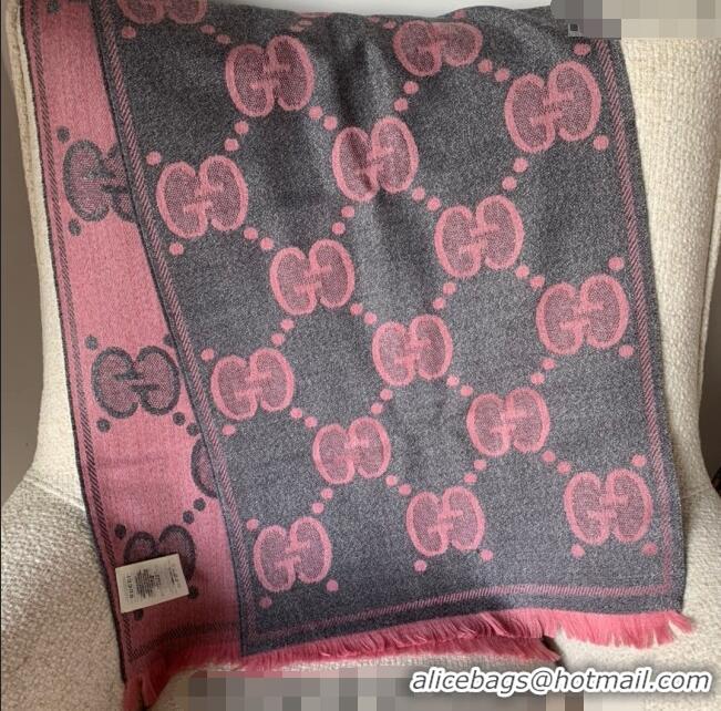 Affordable Price Gucci Shiny Jumbo GG Wool Scarf 45x195cm G1206 Grey/Pink 2023