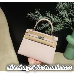 Super Quality Hermes original Kelly Epsom Leather KL25 Light Pink