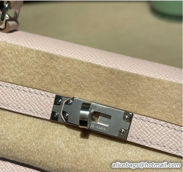 Super Quality Hermes original Kelly Epsom Leather KL25 Light Pink