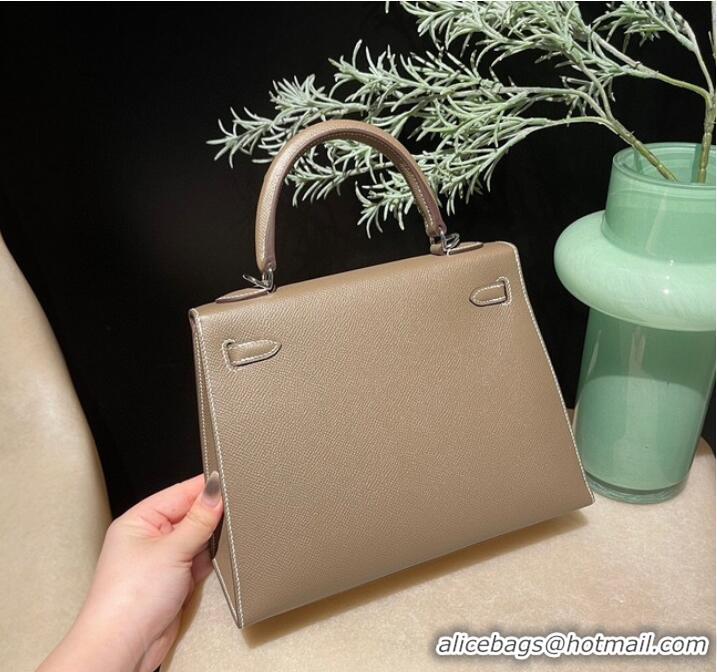 Low Cost Hermes original Kelly Epsom Leather KL25 Gray&Silver hardware