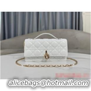 Best Price MISS DIOR MINI BAG Patent Cannage Calfskin S0980O White