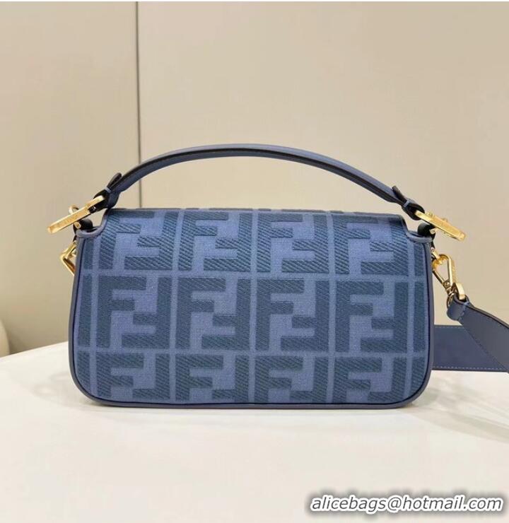 Best Price Fendi Baguette canvas bag with FF embroidery 8BR600 Blue