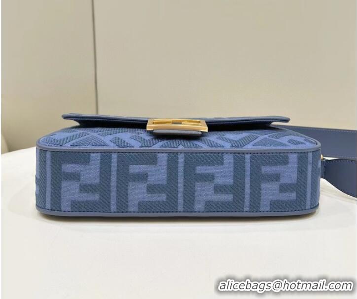 Best Price Fendi Baguette canvas bag with FF embroidery 8BR600 Blue