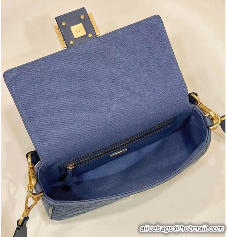 Best Price Fendi Baguette canvas bag with FF embroidery 8BR600 Blue