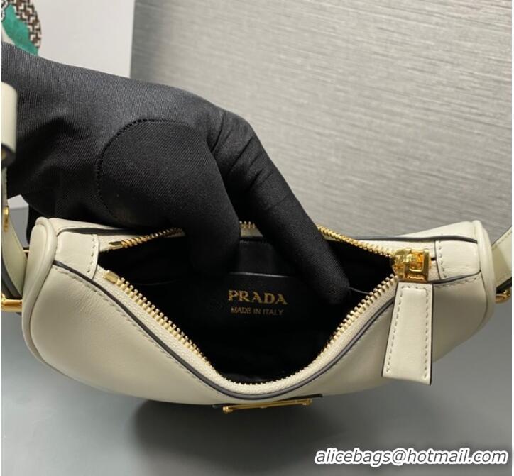 Hot Sell Cheap Prada leather shoulder bag 1BC199 White