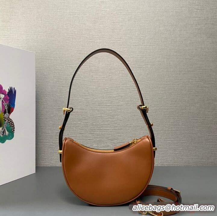 Reasonable Price Prada leather shoulder bag 1BC199 Brown