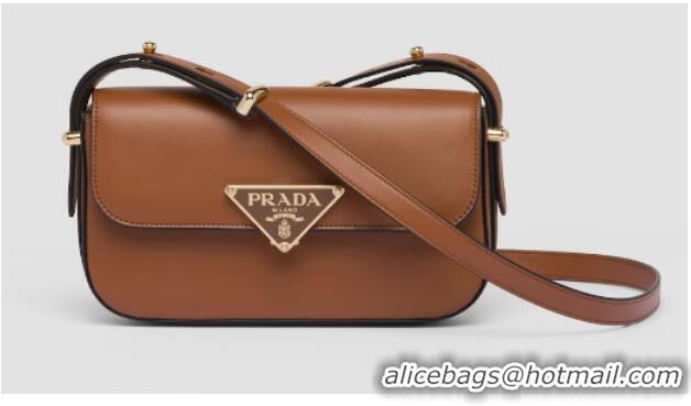 Inexpensive Prada Leather shoulder bag 1BD339 Cognac